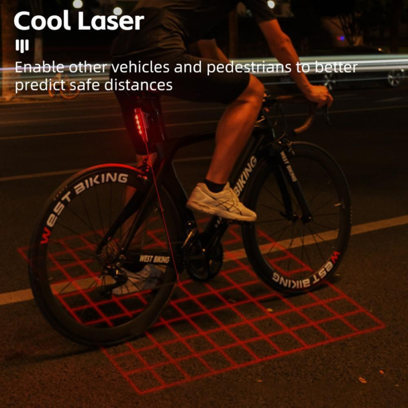 WEST BIKING Cykellaser baglygte Bremseinduktionslampe