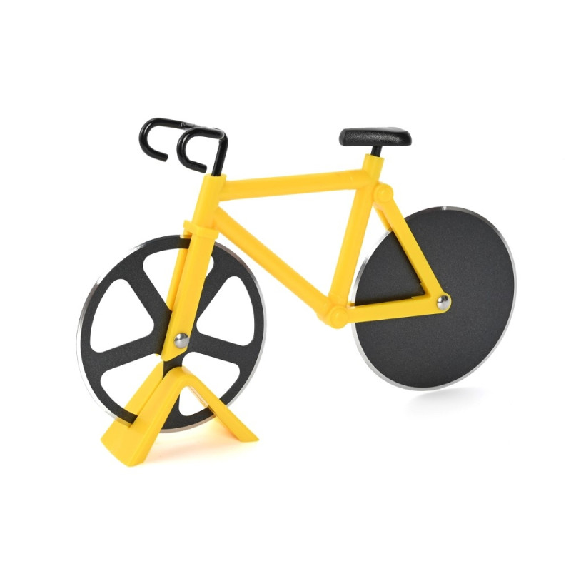 Stainless Steel Bike Shape Pizza Cutter Kitchen Tool - Yellow