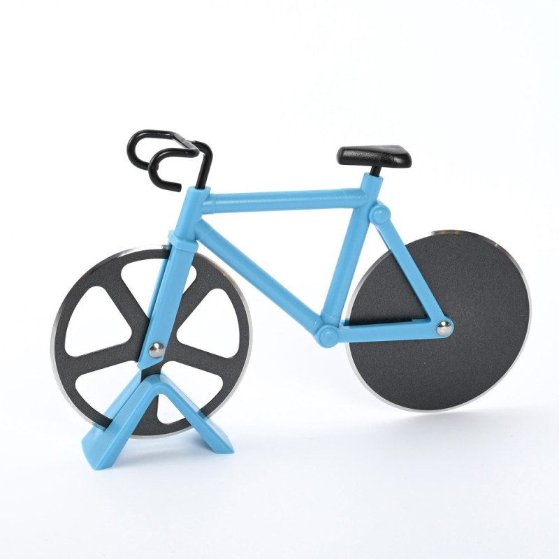 Stainless Steel Bike Shape Pizza Cutter Kitchen Tool - blue