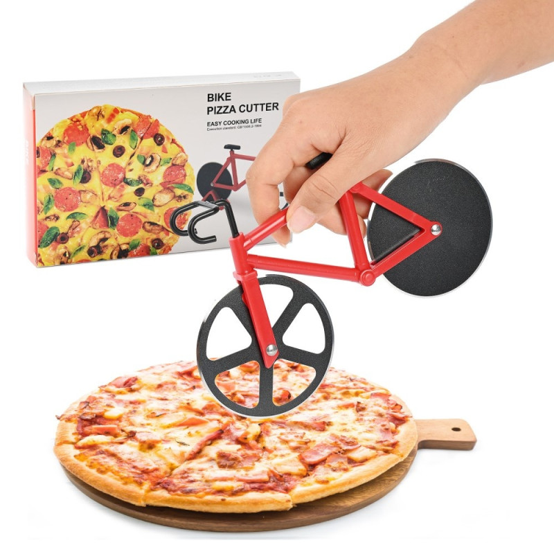 Stainless Steel Bike Shape Pizza Cutter Kitchen Tool - Yellow