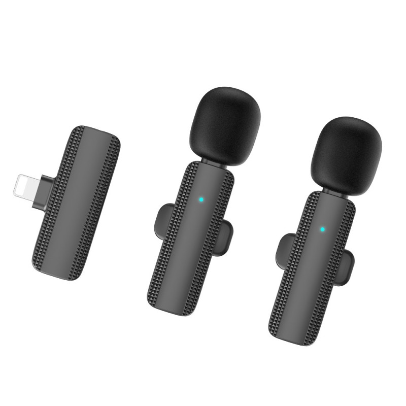Lavalier trådløs lapelmikrofon og mottaker for iPhone 2 +1