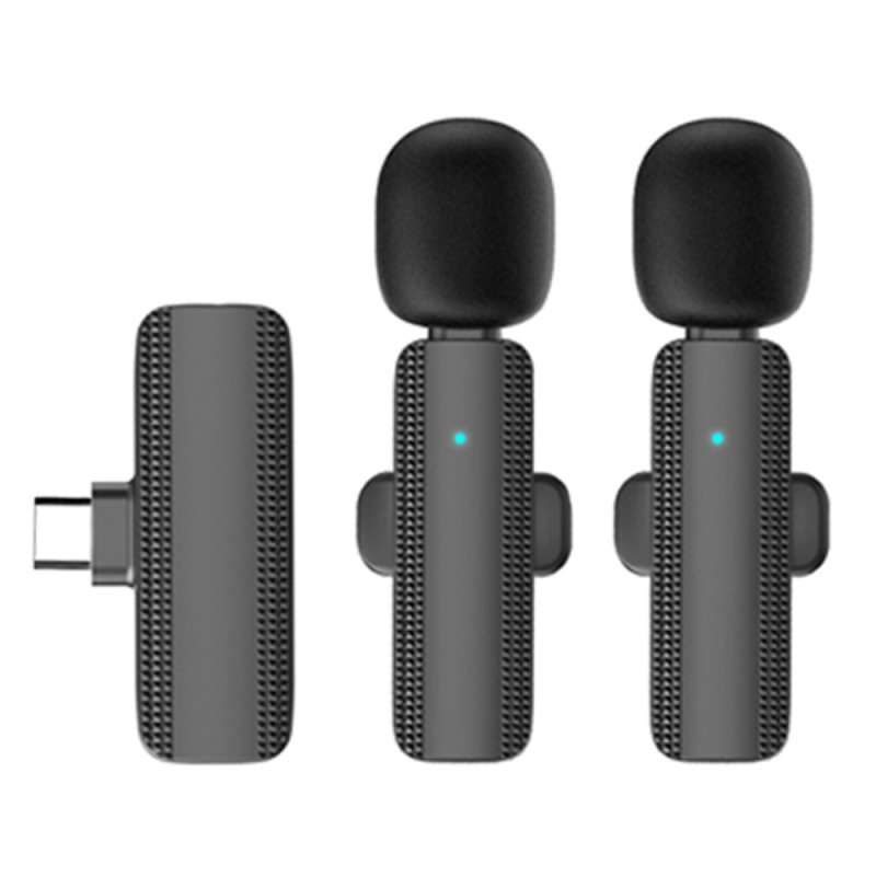 Wireless Lavalier Lapel Microphone & Receiver for USB - C 2 +1