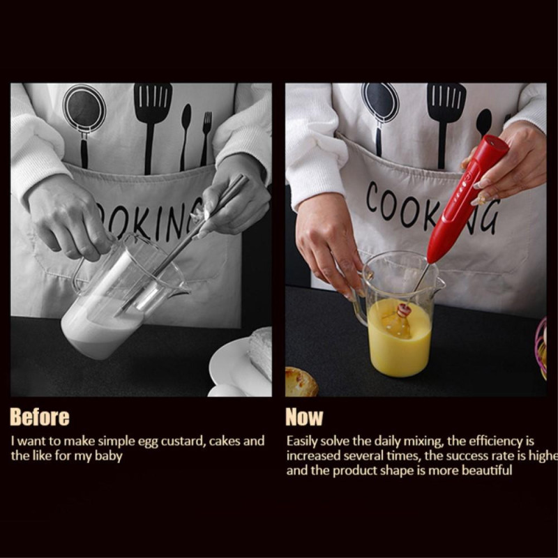 Automatic Milk Foam Maker Egg Beater Rechargeable Whisk - White