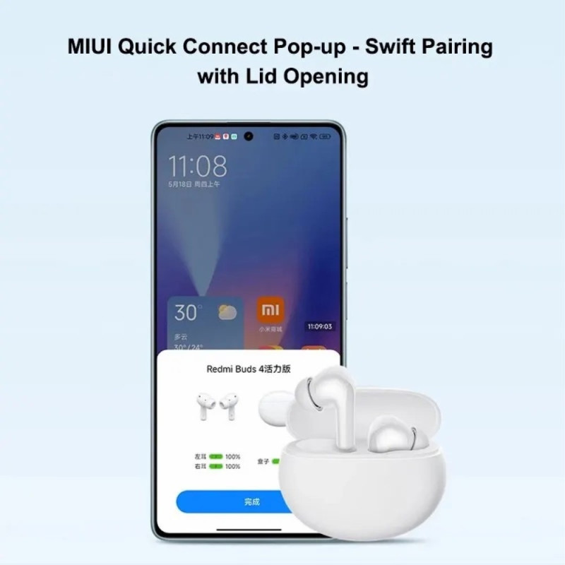 XIAOMI Redmi Buds 4 Aktiv Bluetooth Hodetelefon Hodesett - Svart