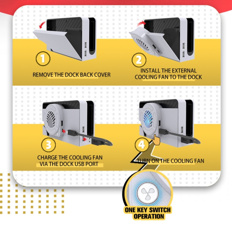 Kompatibel med Nintendo Switch OLED Dock Cooling Fan Back Cover Cooler