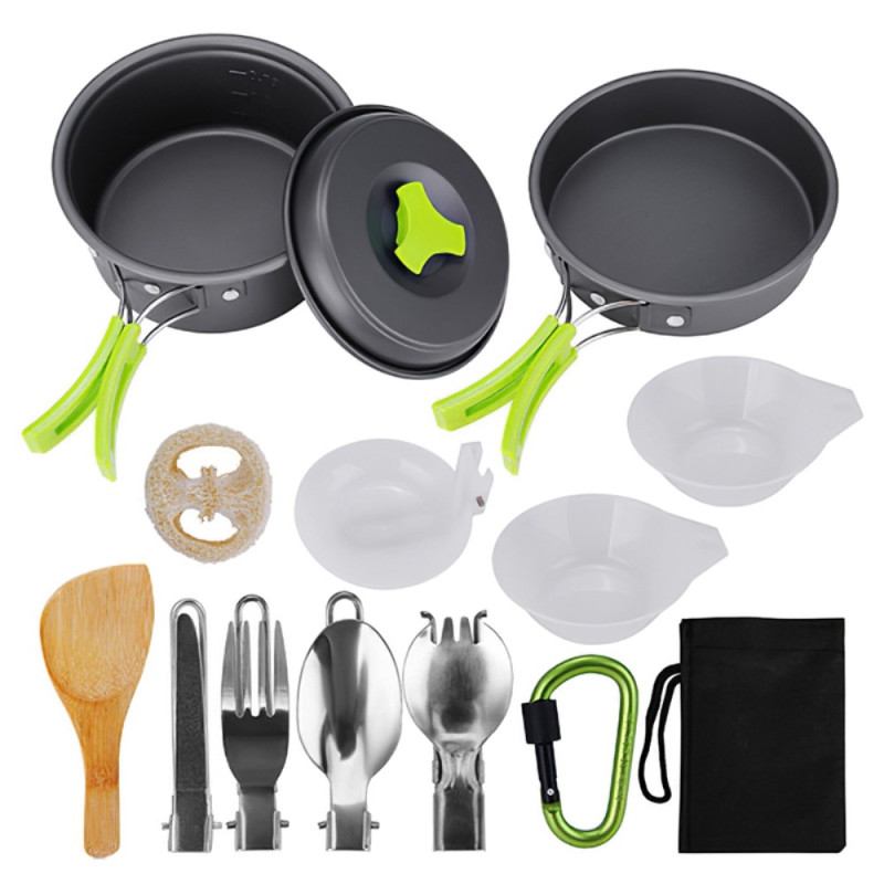 Camping Kitchen utensils set pan with utensils