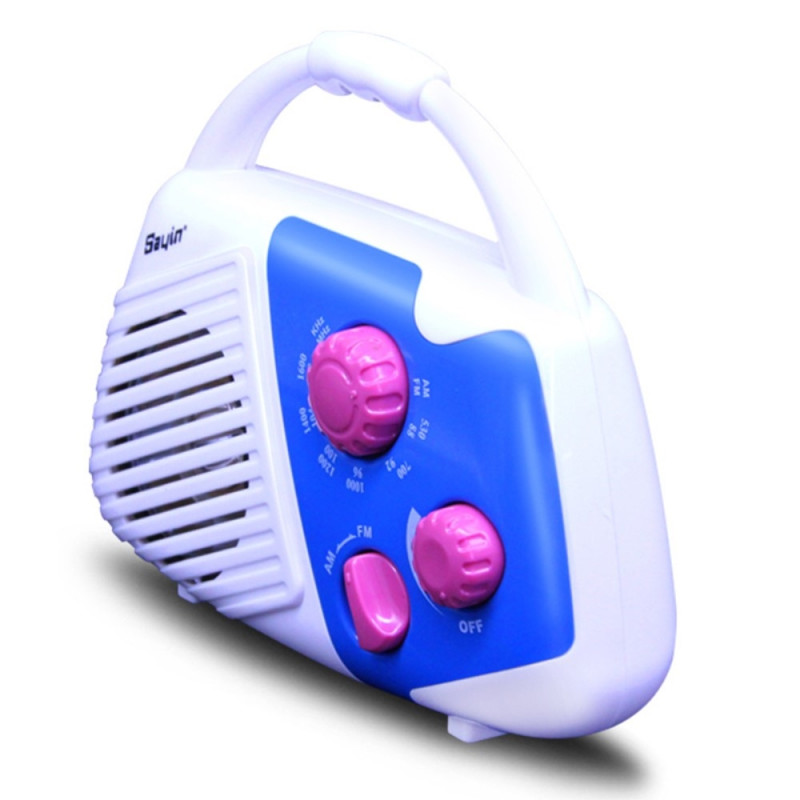 Waterproof bathroom shower AM FM radio battery powered speaker