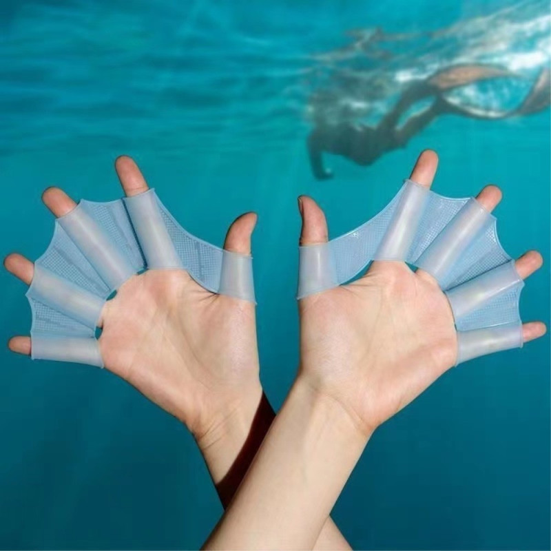 1 Pair of Swimming Gloves Hand Paddles Water Resistant - Blue/M