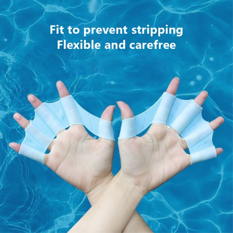 1 Pair of Swimming Gloves Hand Paddles Water Resistant - Blue/M