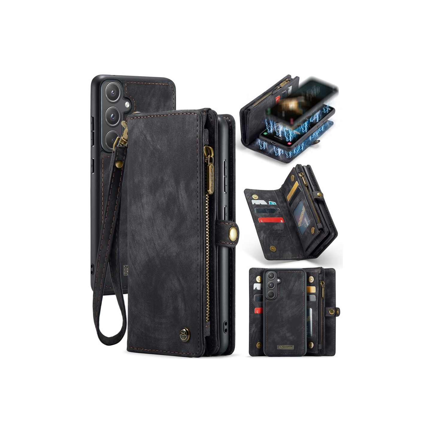 CASEME til Samsung Galaxy A55 5G 2 - i - 1 tegnebog taske - Sort