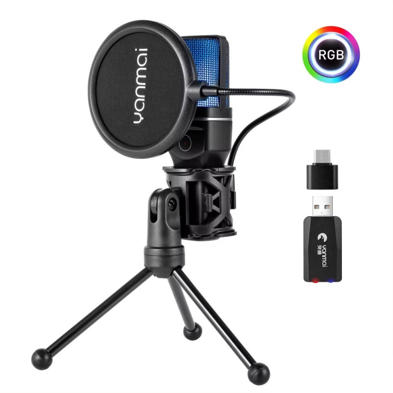 YANMAI Live Streaming Wireless RGB Microphone Gaming Game Online