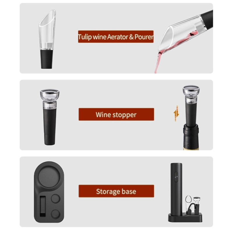 5 - in - 1 Electric Wine Opener with fine accessories