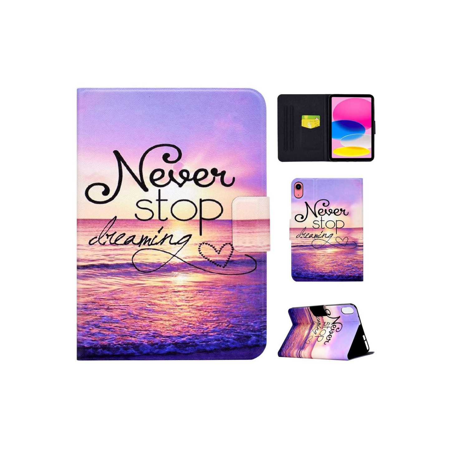 For iPad 10.9 (2022) Tablet Case Cover Foldable Stand - Never Stop Dreaming