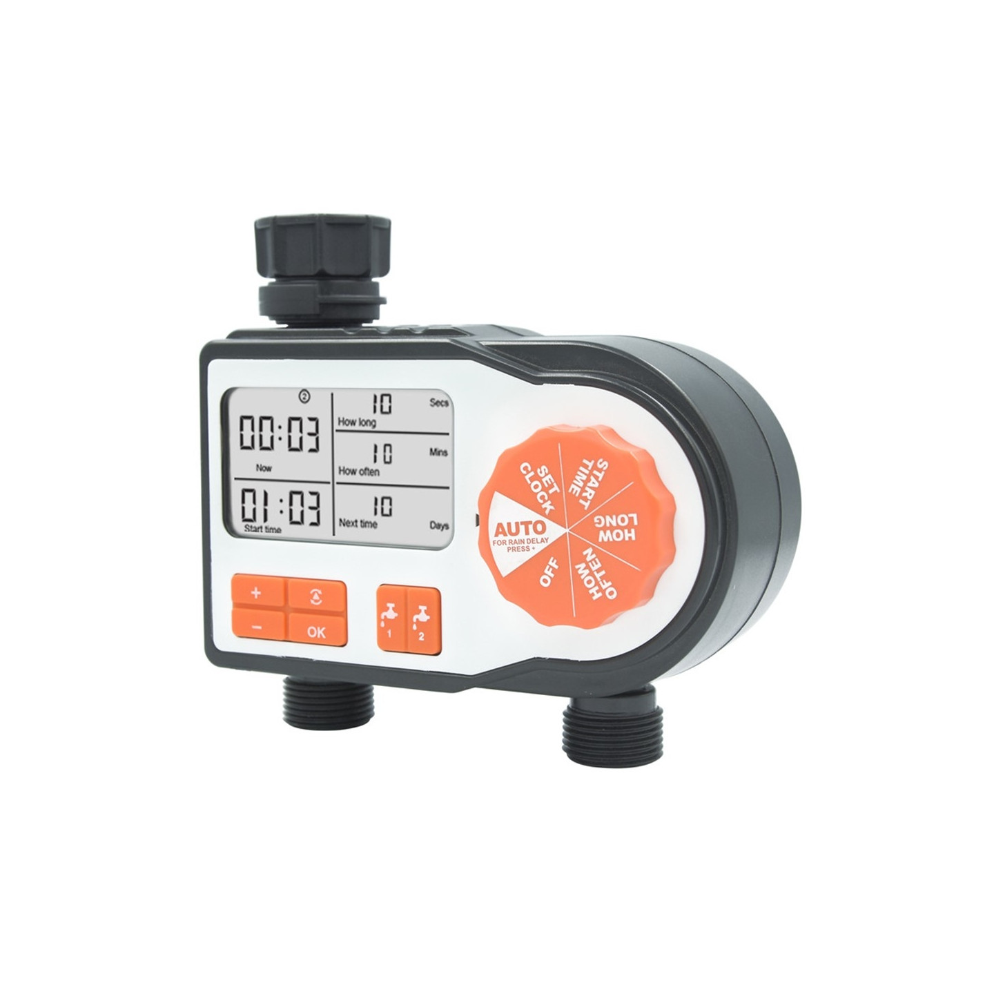 Dual channel irrigation timer automatic irrigation control