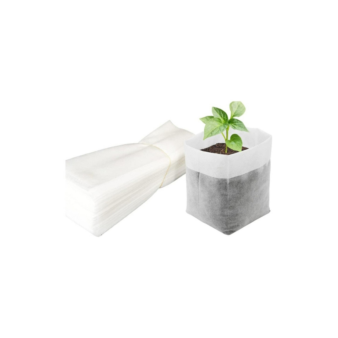 100 plant growing bags Flat fabric, 16x20cm / Top: 10x15cm