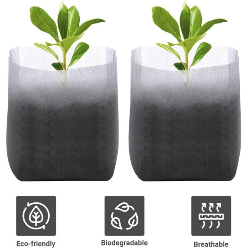 100 plant growing bags Flat fabric, 16x20cm / Top: 10x15cm