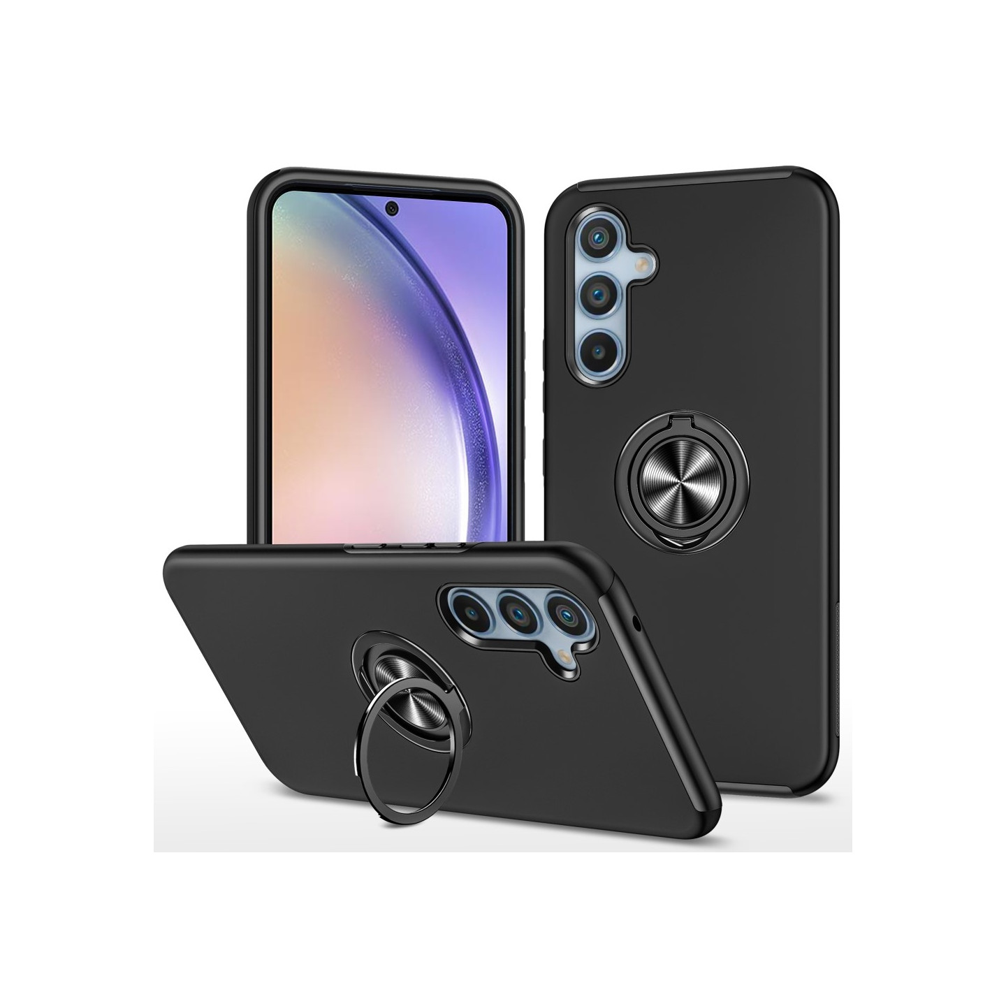 Samsung Galaxy A55 Hybrid Deksel Med Fingerring - Svart