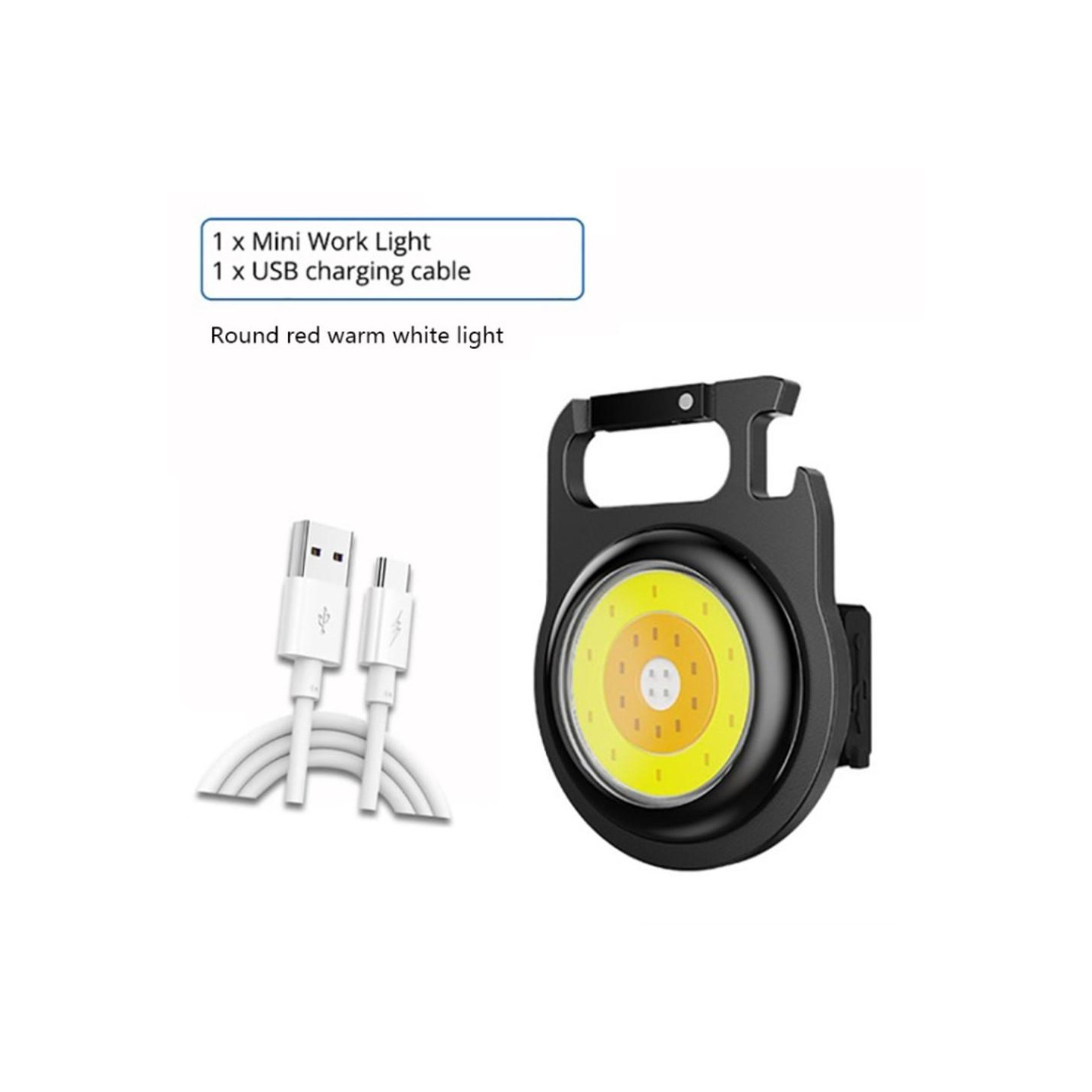 Keychain Flashlight Outdoor Portable Rechargeable Work Light Red+Yellow+White