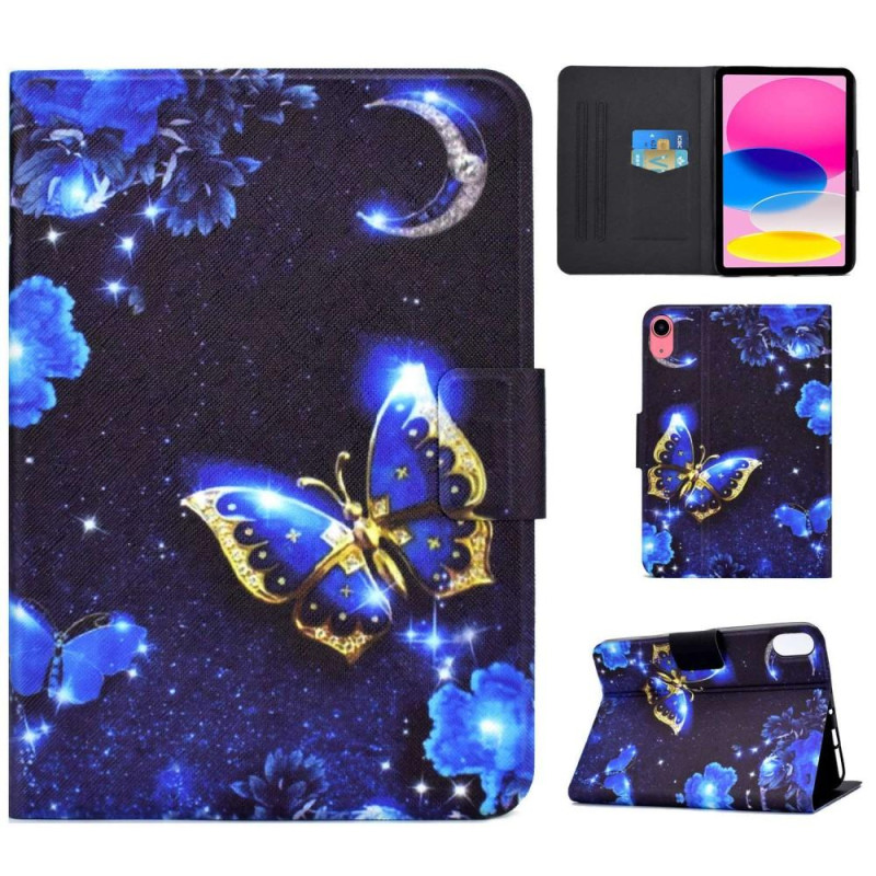 For iPad 10.9 (2022) Tablet Case Cover Foldable Stand - Blue Butterfly