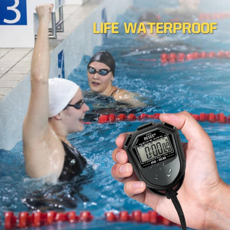 RESEE Stopwatch LCD Screen Timer Swimming Running Sports