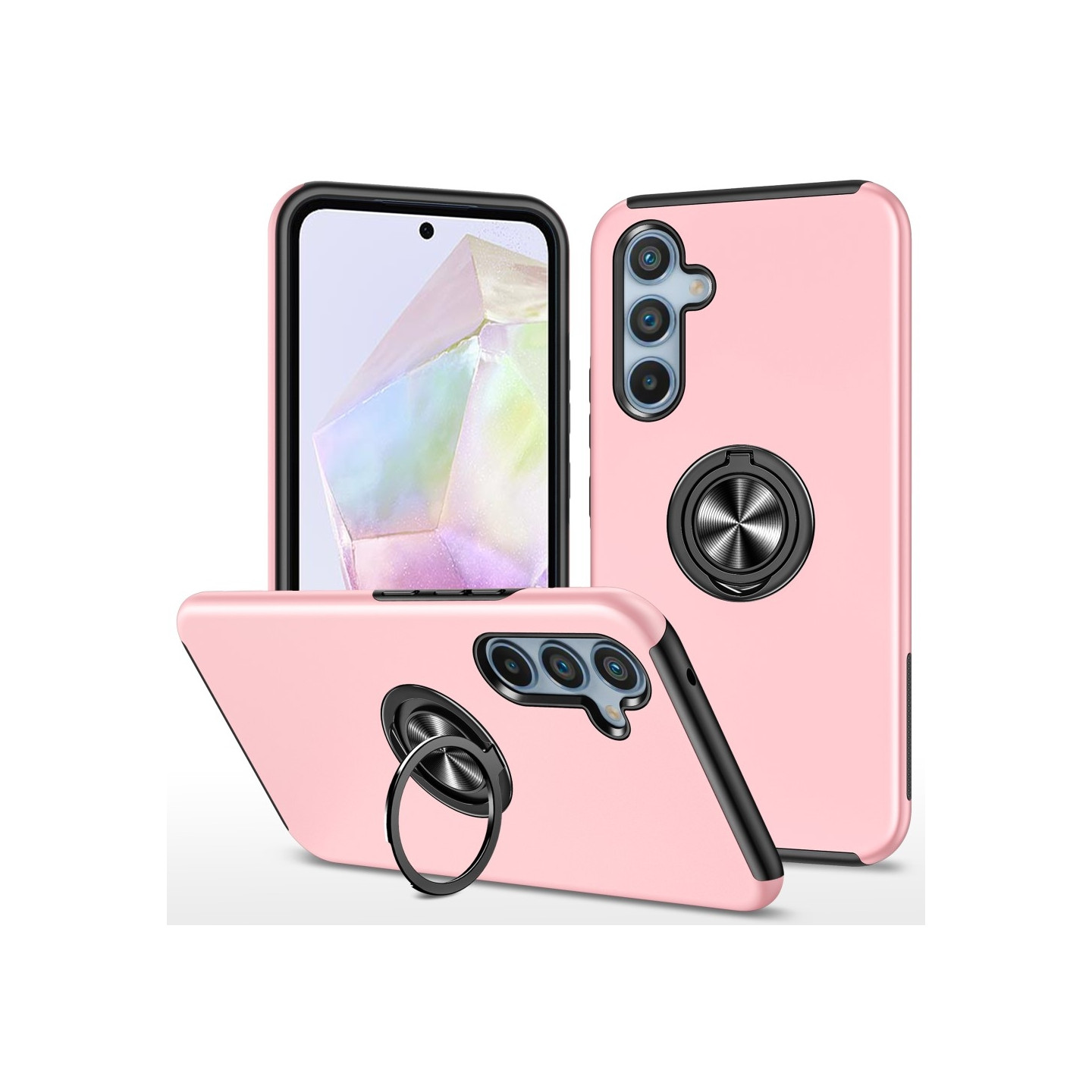 Samsung Galaxy A35 Hybrid Deksel Med Fingerring - Rosa