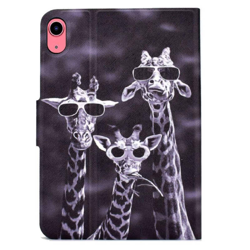 For iPad 10.9 (2022) Tablet Case Cover Foldable Stand - 3 Giraffes
