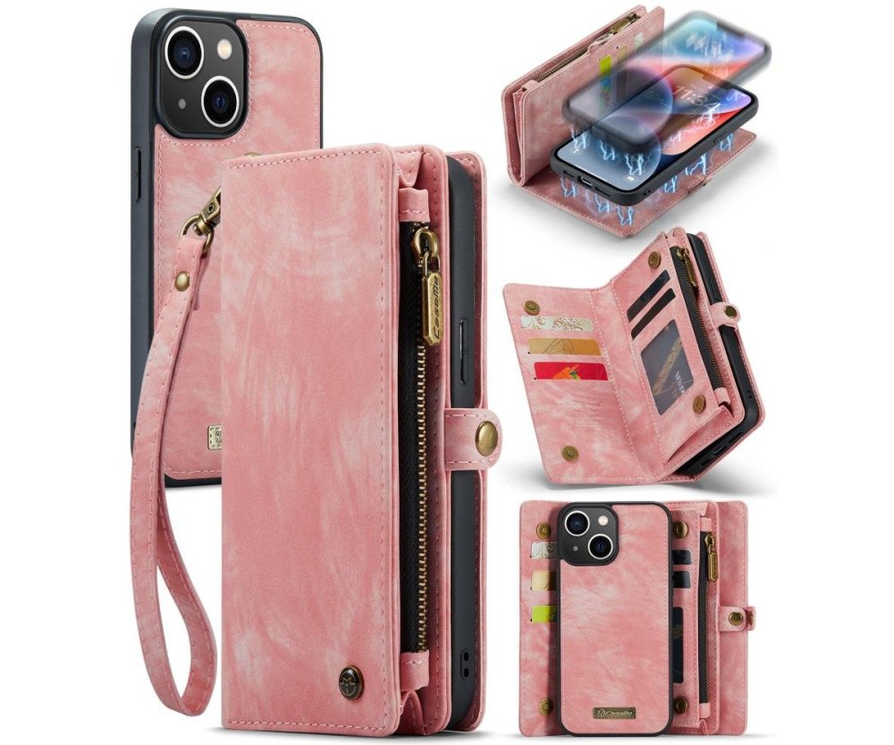 CASEME iPhone 15 Plus Retro plånboksfodral - Rosa