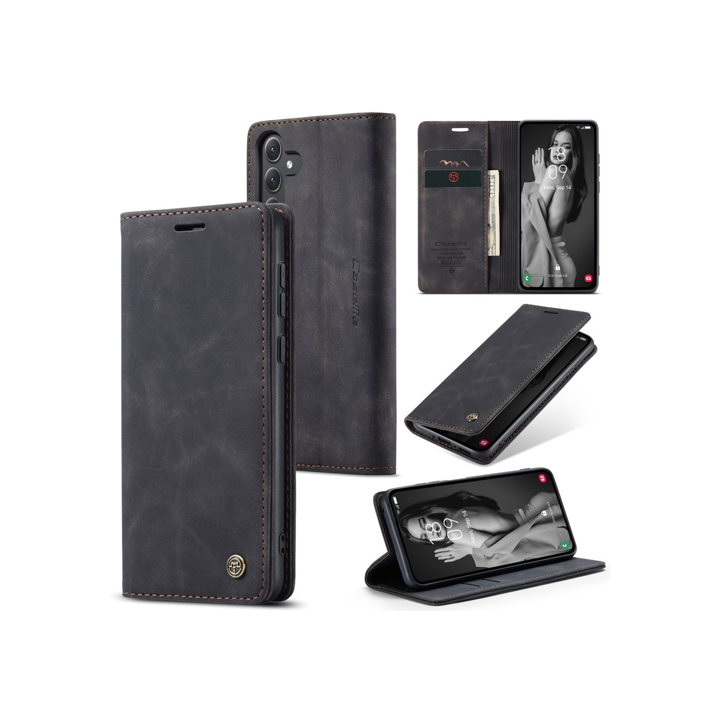 CASEME Retro Pung Taske til Samsung Galaxy A35 - Sort