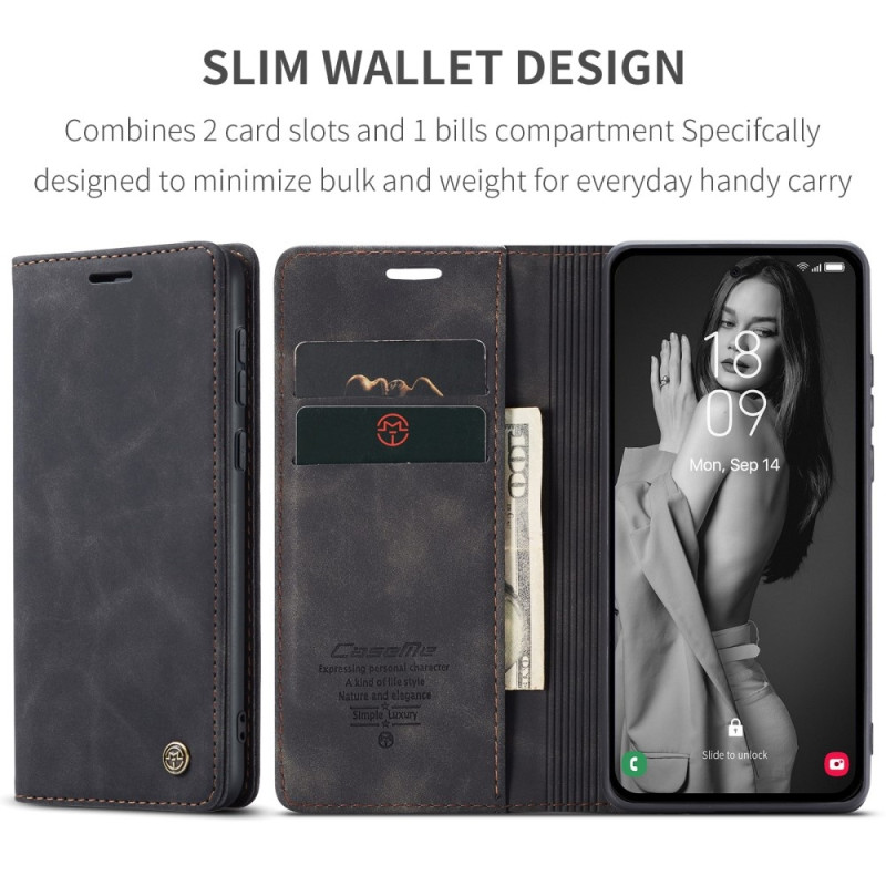 CASEME Retro Wallet Case for Samsung Galaxy A35 - Black