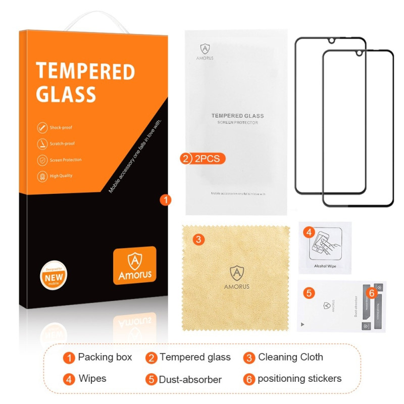 AMORUS 2Pcs For Xiaomi Redmi 13C Tempered Glass