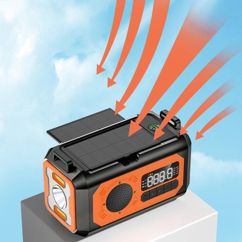 käsikampi Radio 12000mAh Power Bank Akku taskulamppu Aurinkolataus