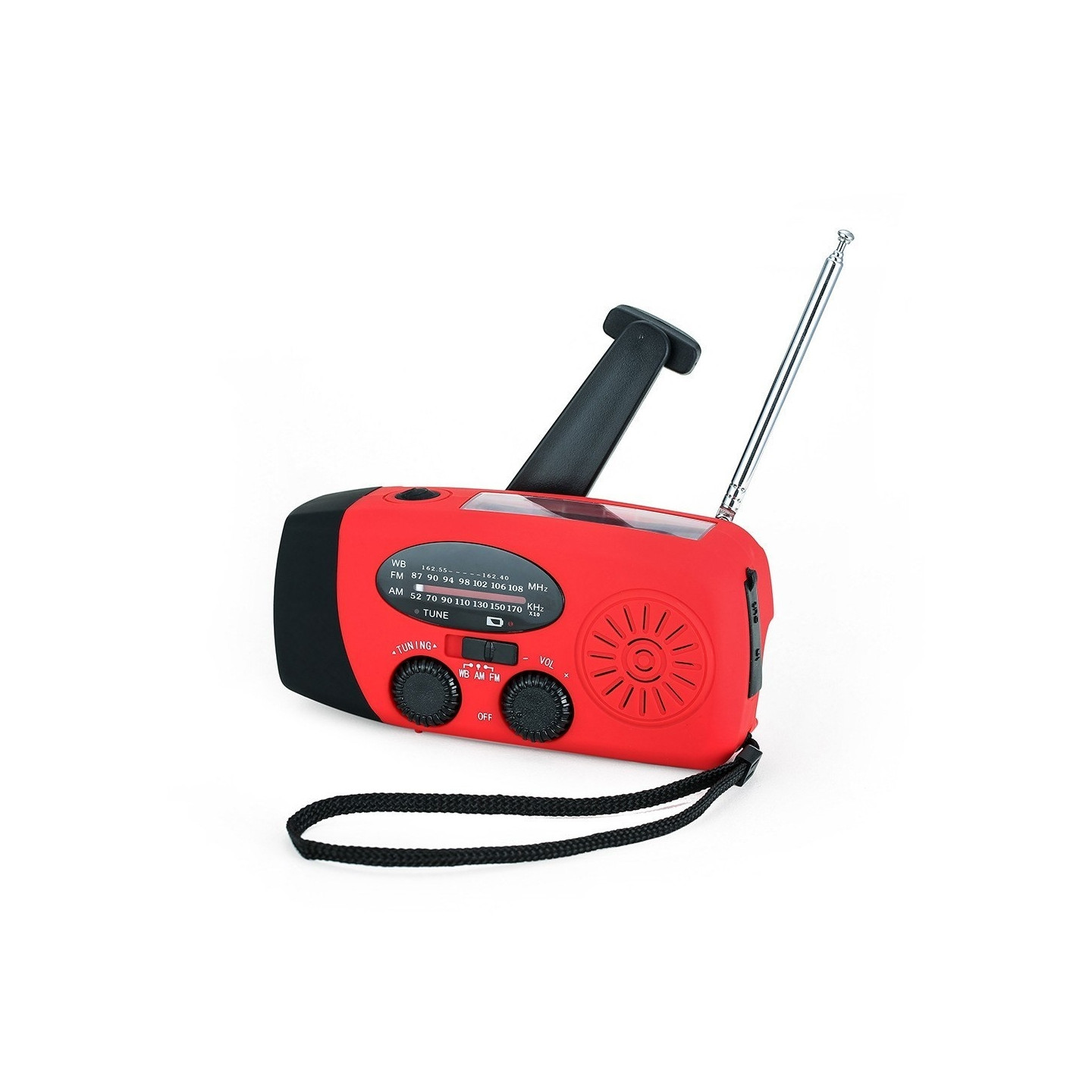 Håndsveiv Solar FM/AM Radio lommelykt NOAA Power Bank - funksjon