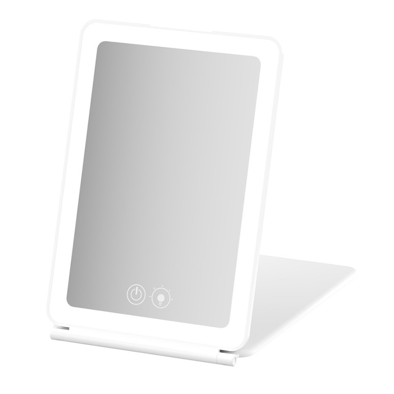 Sammenleggbart bærbart LED sminkespeil med 3X forstørrelse