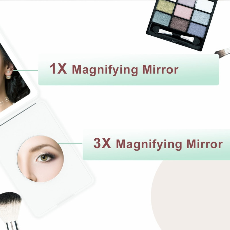 Taitettava kannettava LED - meikkipeili 3X suurennuksella