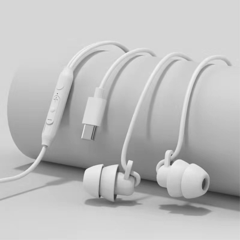 USB - C headset in - ear hovedtelefoner søvn støj isolering - Hvid