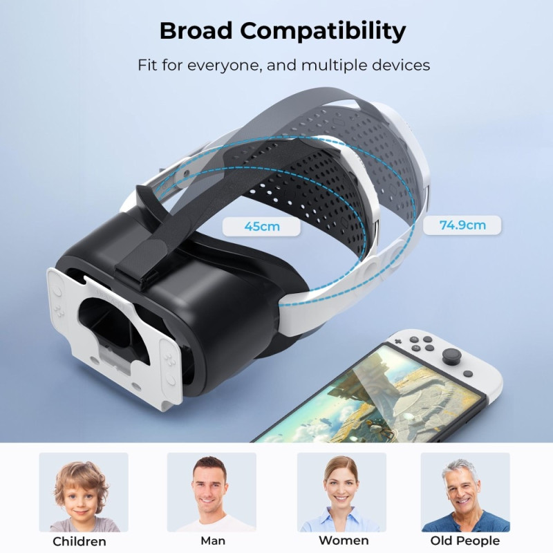 DEVASO kompatibel med Nintendo Switch VR headset med justerbar hovedstrop