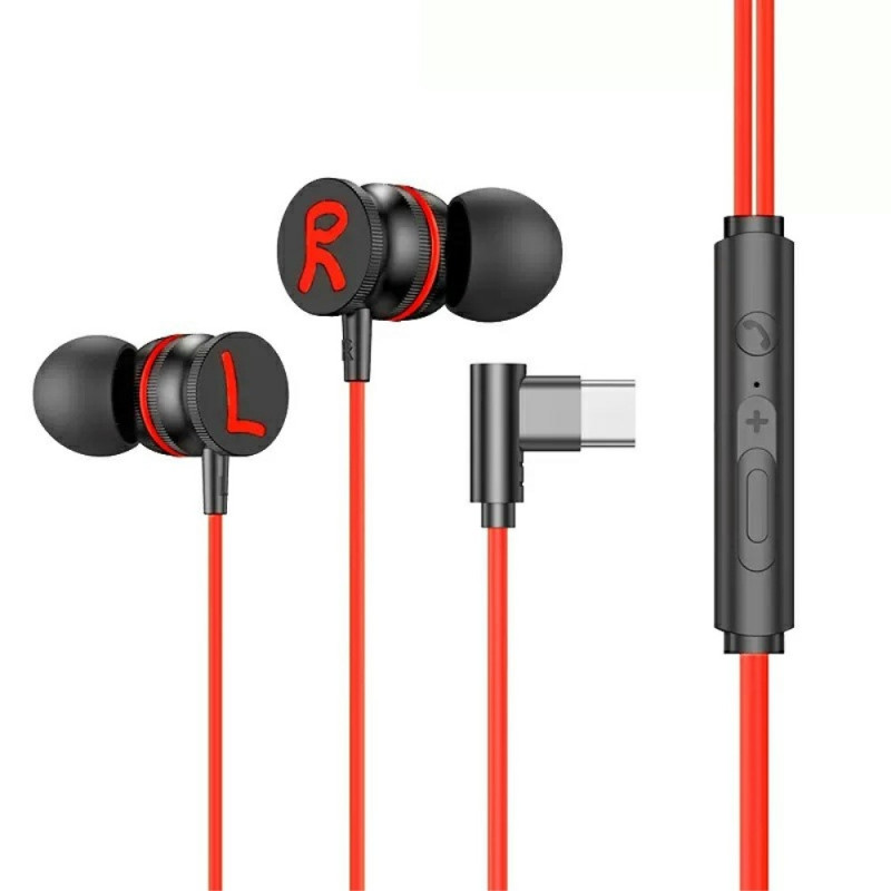 USB - C Headphone with Mic Magnetic In - ear Gaming - Red