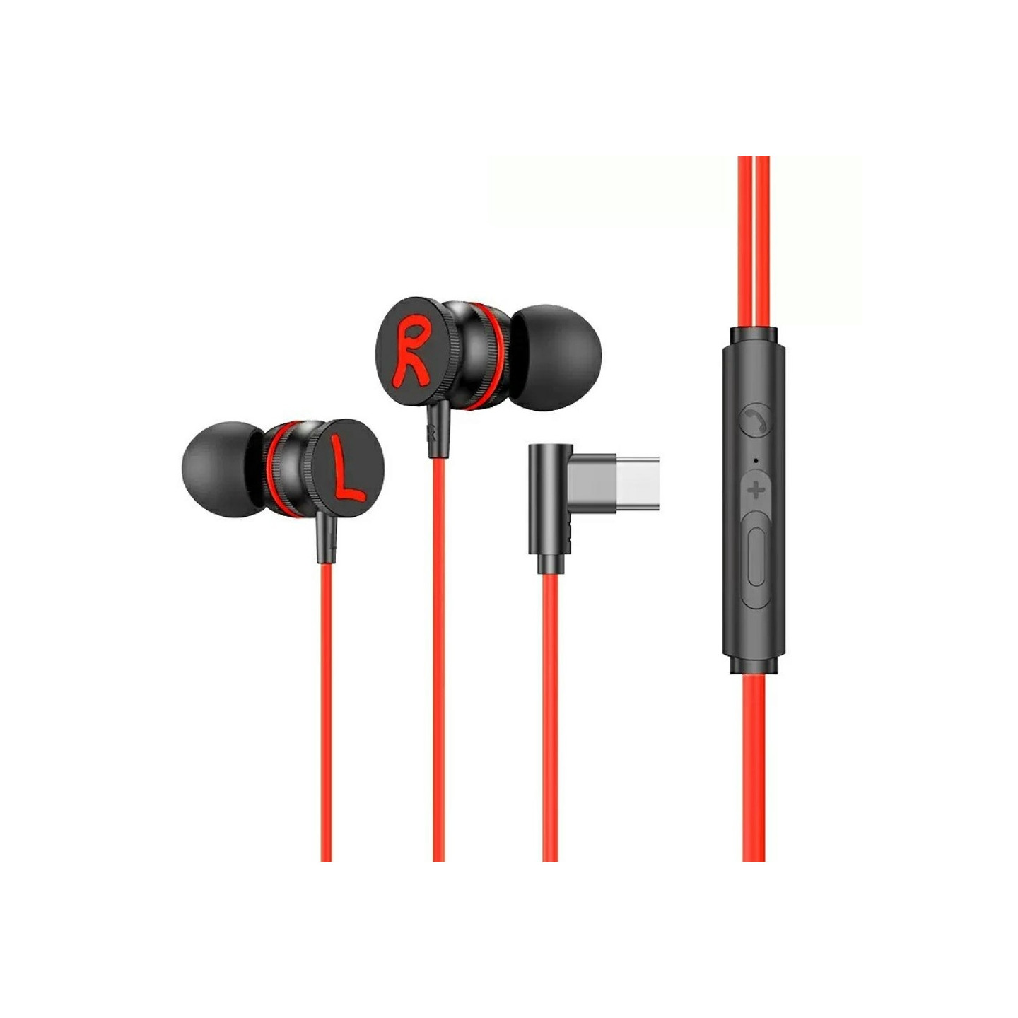 USB - C Headphone with Mic Magnetic In - ear Gaming - Red