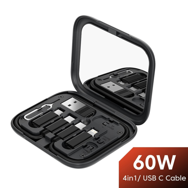 TOOCKI USB - C til USB - C kabel USB+IP+Micro USB - adapterveske