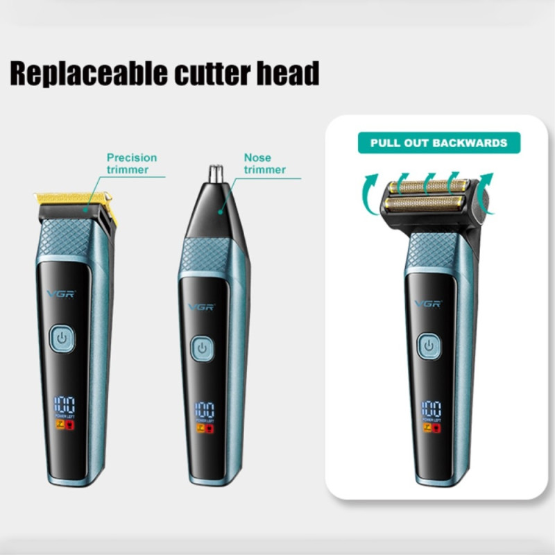 VGR Hair Clipper Nose Hair Trimmer Rechargeable Beard Trimmer