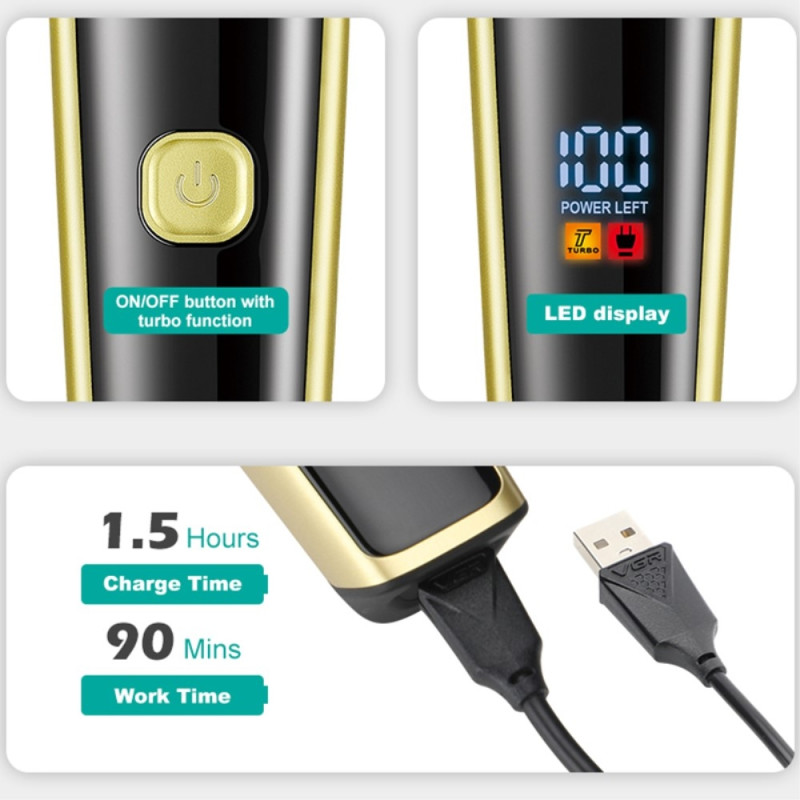 VGR Hair Clipper Nesehårtrimmer Oppladbar skjeggtrimmer