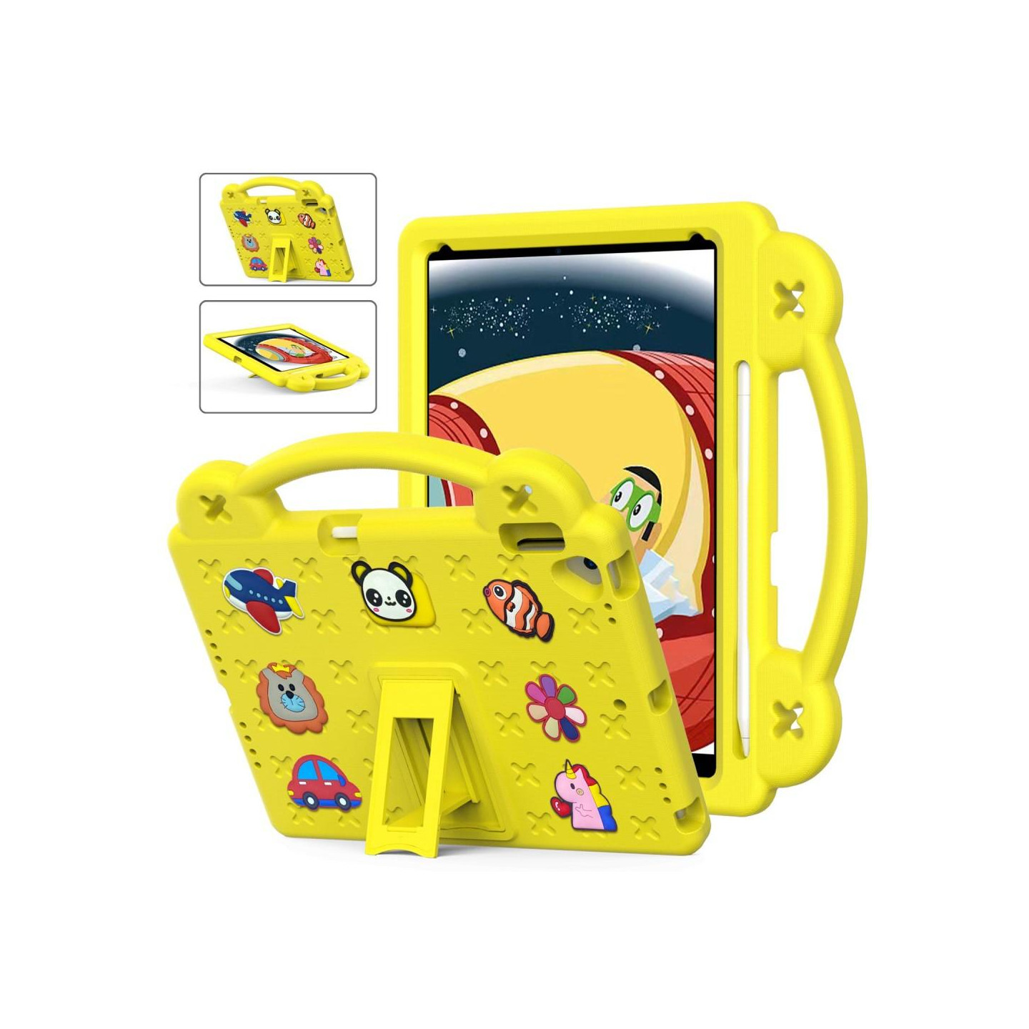 Apple iPad 10.2 2021 2020 2019 Iskunkestävä EVA - vaahtomuovijalustan kuori - keltainen