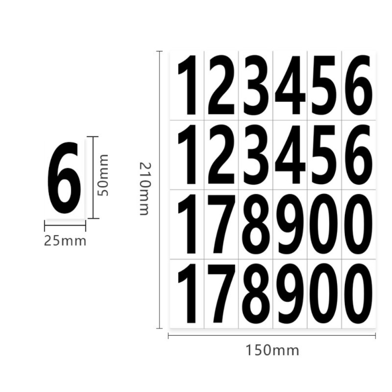 2 ark 5 x 2.5cm numeriske labelklistermærker Tal