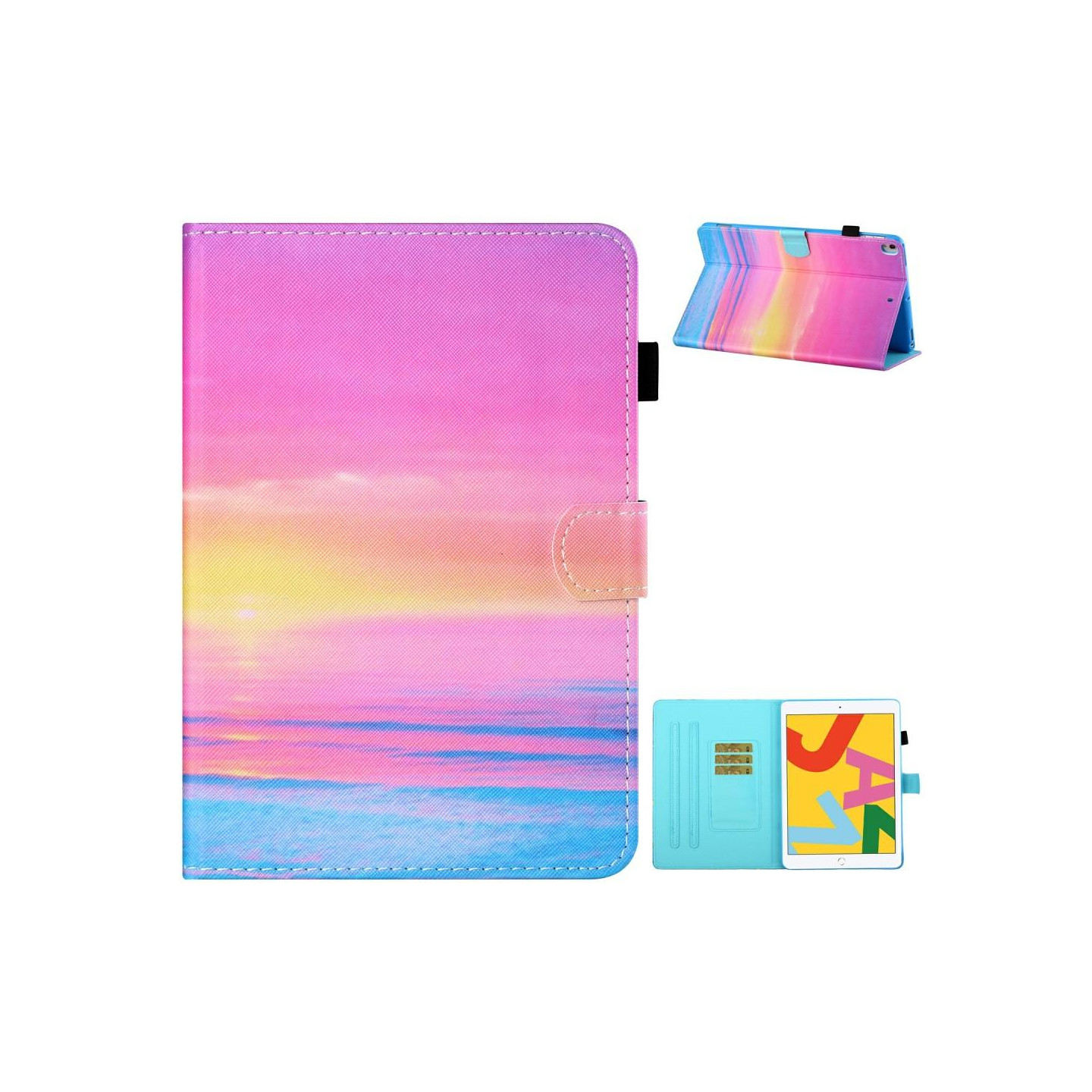 For iPad 10.2 (2021)/(2020)/(2019) Sammenleggbart dekselstativ - Solnedgang