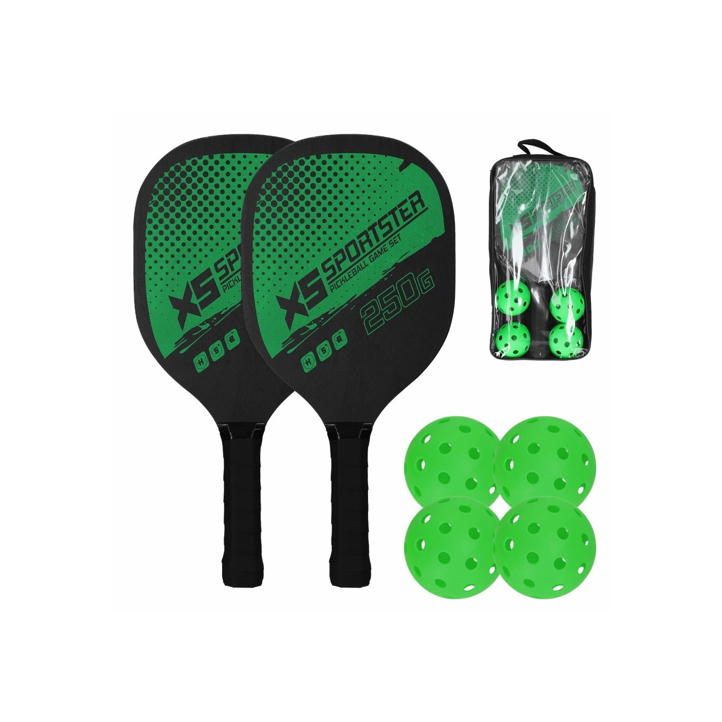 Pickle Ball Racket Set Paddle Kit 2 Rackets 4 Pickle Balls