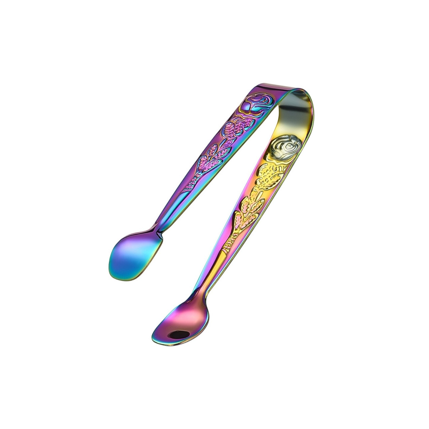 Ice Cube Spoon Tongs ruostumattomasta teräksestä valmistetut ruusukuvioiset miniruokapihdit
