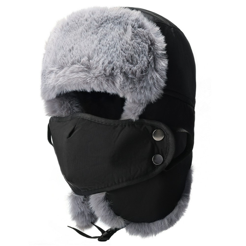 Winter hat with thick fleece-lined earflap and windproof cap