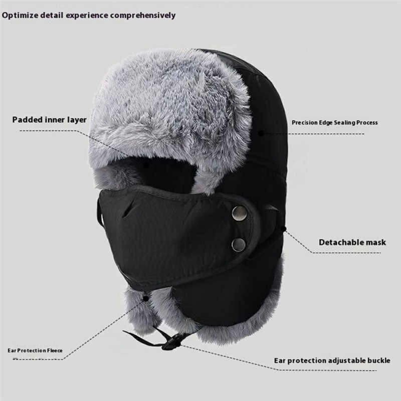 Winter hat with thick fleece-lined earflap and windproof cap