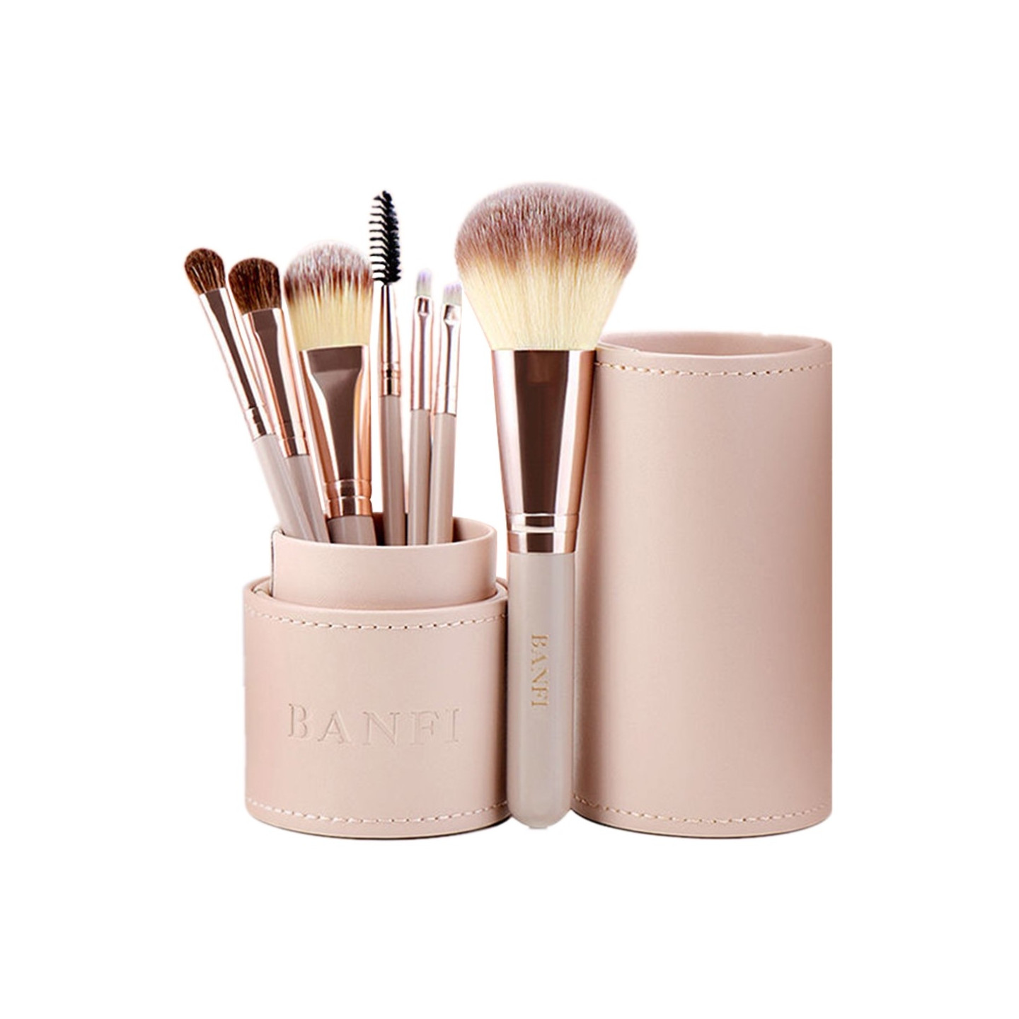 BANFI 7kpl Eyeshadow Foundation - huulimeikkisivellinsarja laatikolla