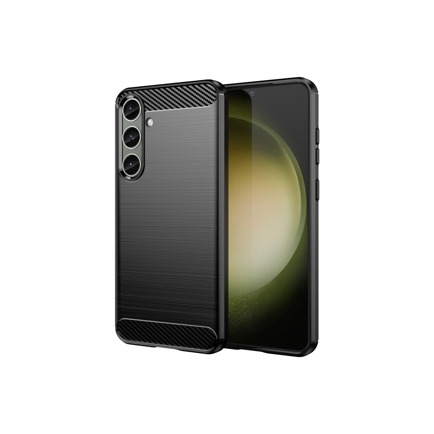 Samsung Galaxy S24+ Karbonfiber Teksturdeksel - Svart